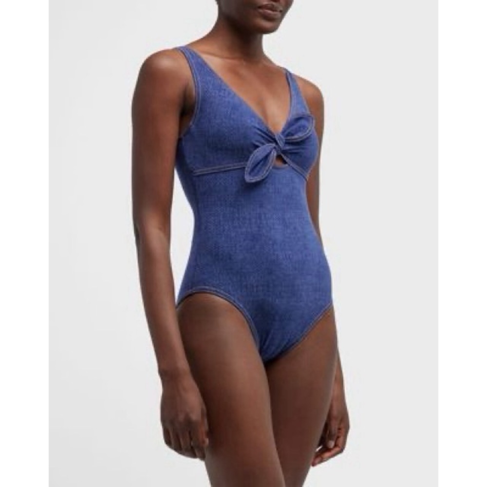 KARLA COLLETTO Denim V-Neck Underwire One-Piece Swimsuit